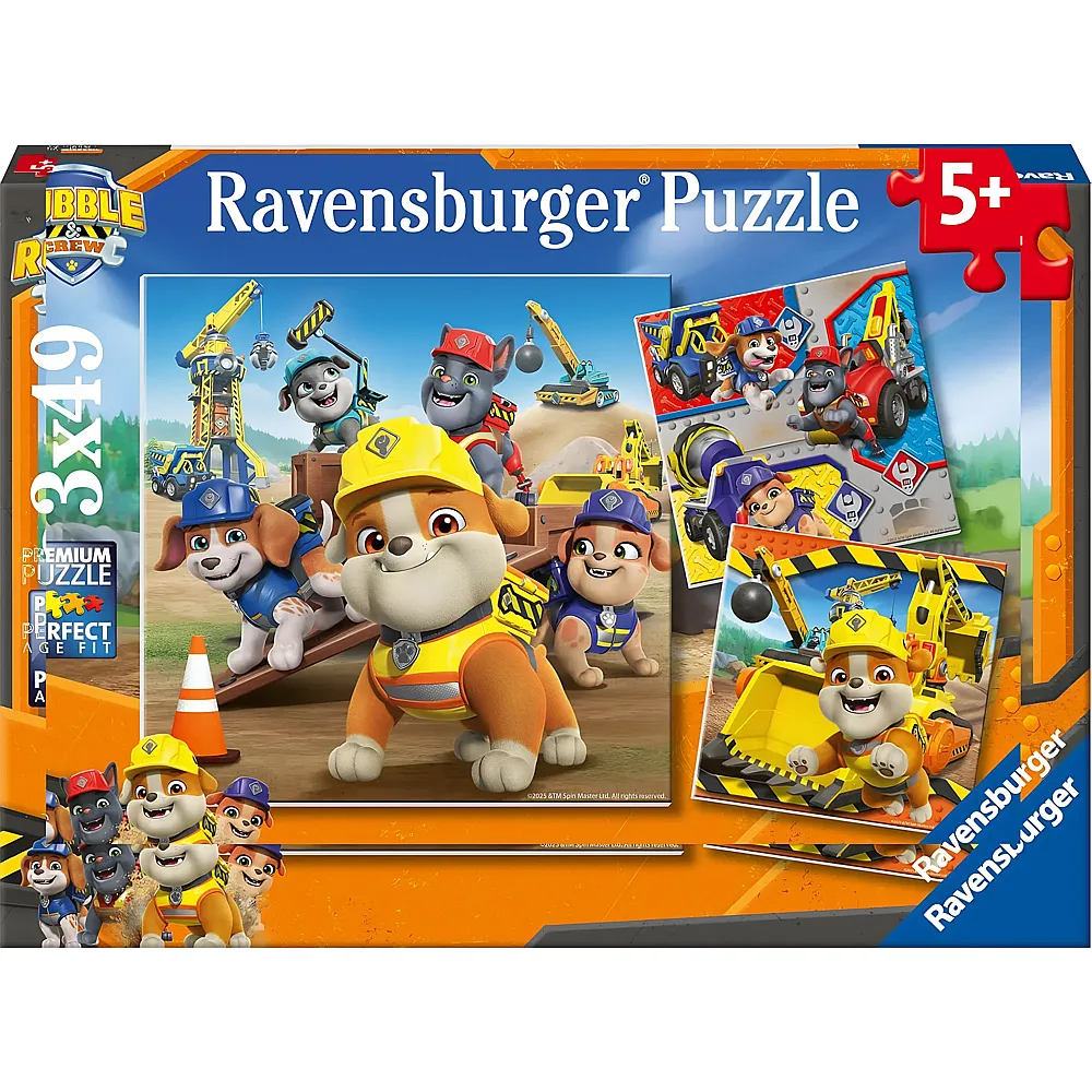 Ravensburger Puzzle Paw Patrol 3in1 Rubble & Crew - 49 Teile