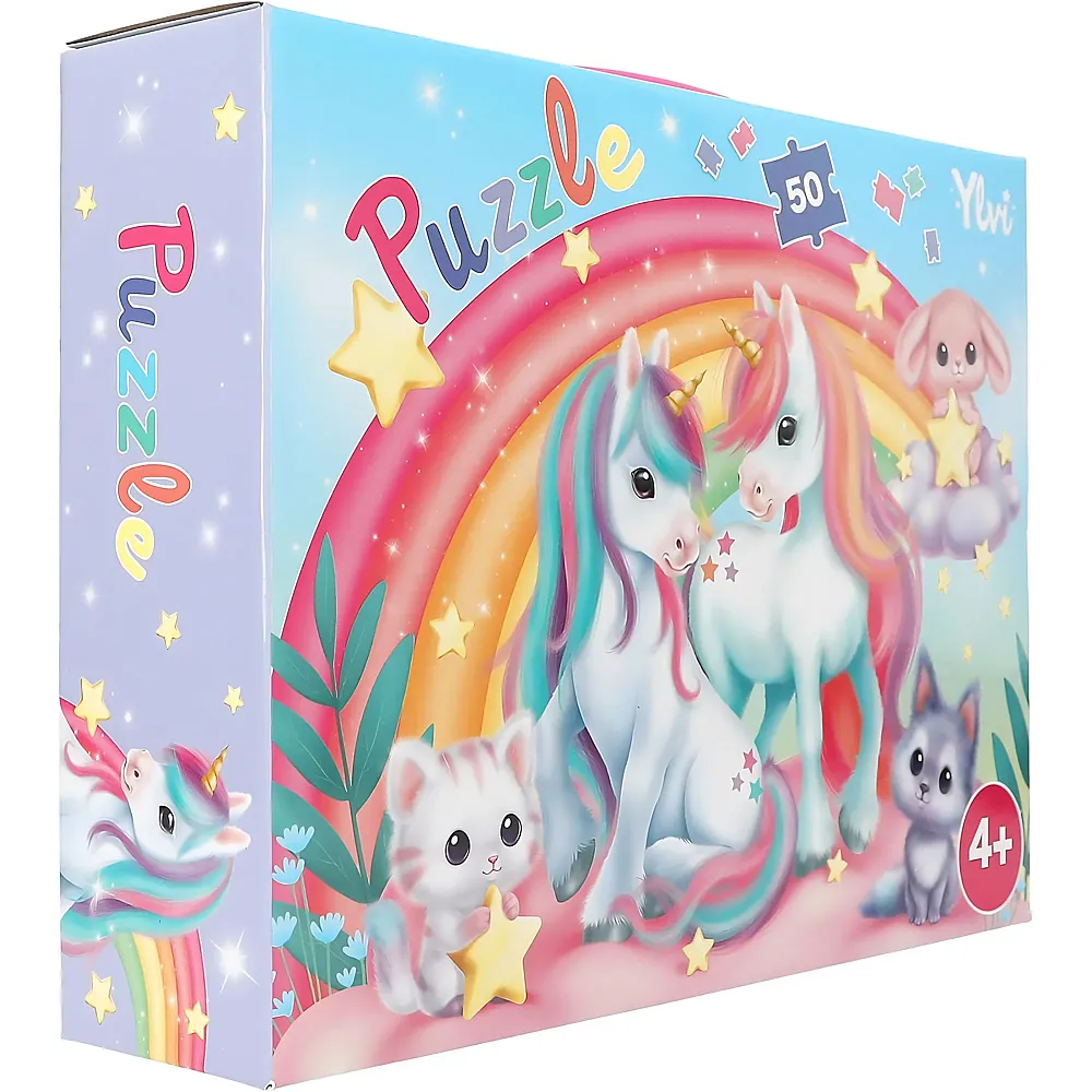 Depesche Ylvi - Puzzle 50 Teile, mit detailliertem Einhorn Motiv, ausgelegt ca. 58 x 40 cm, im Karton-Koffer mit Tragegriff