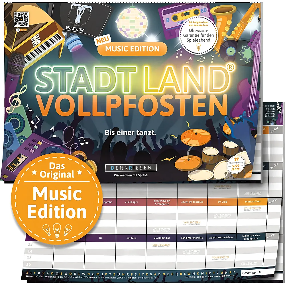 Denkriesen Stadt Land Vollpfosten - A4 Block Music Edition d