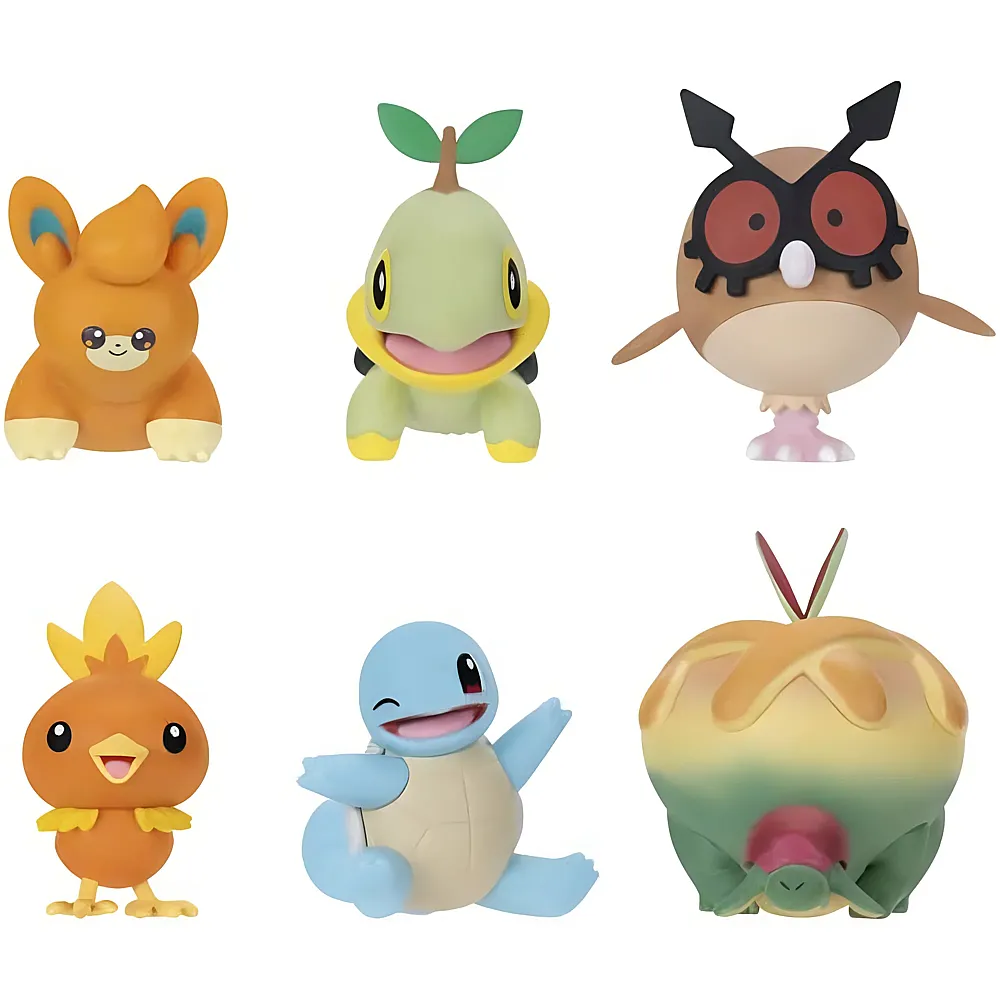 Jazwares Pok�mon Battle Figure 6er-Pack  Pawnii, Turtwig, Hoothoot, Torchic, Appletun, Squirtle
