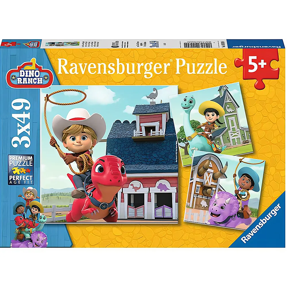 Ravensburger Puzzle Dino Ranch Jon, Min und Miguel 3x49