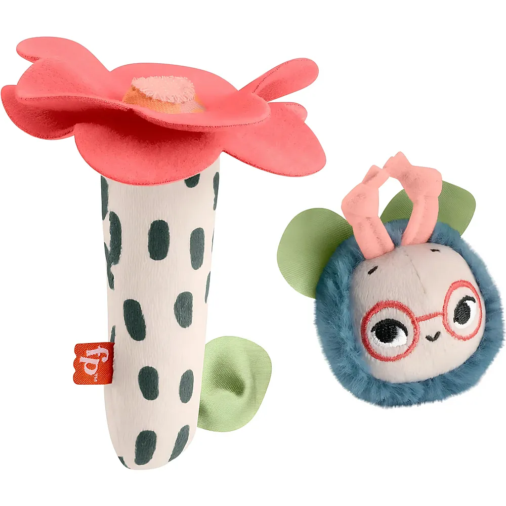 Fisher-Price Babyspielzeug Planet Friends 2-in-1-Rassel-Bienchen sensorisches Pl�schtier als zweiteiliges Set f�r Neugeborene ab 3 Monaten, HYR56