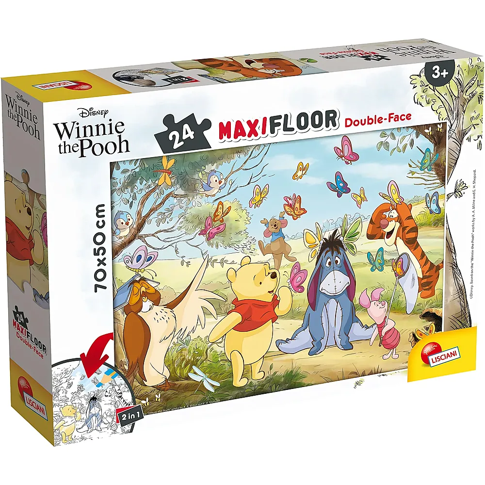 Lisciani Puzzle Maxifloor Double-Face 2in1 Winnie Pooh zum Ausmalen 24Teile