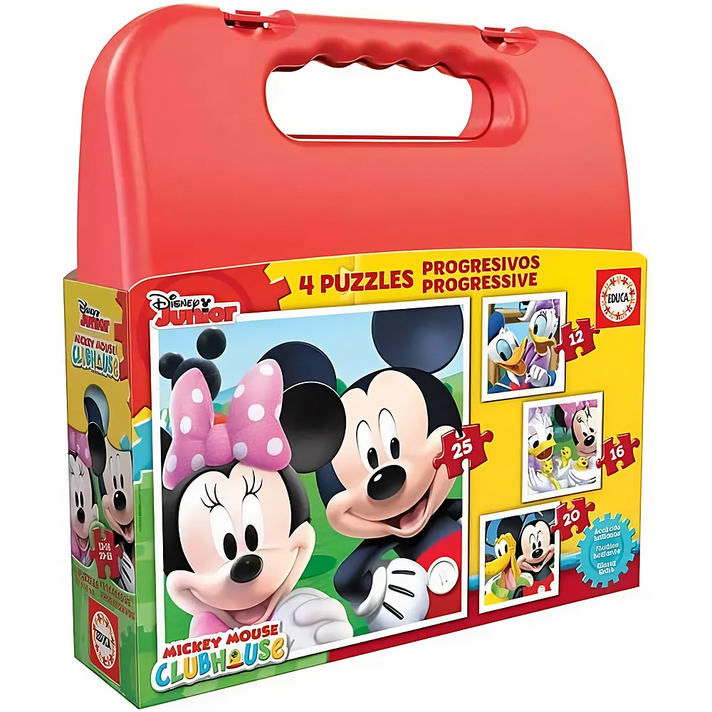 meinspielzeug - Educa Puzzle 4in1 Mickey Mouse Club House 12Teile | Puzzle 10-104 Teile