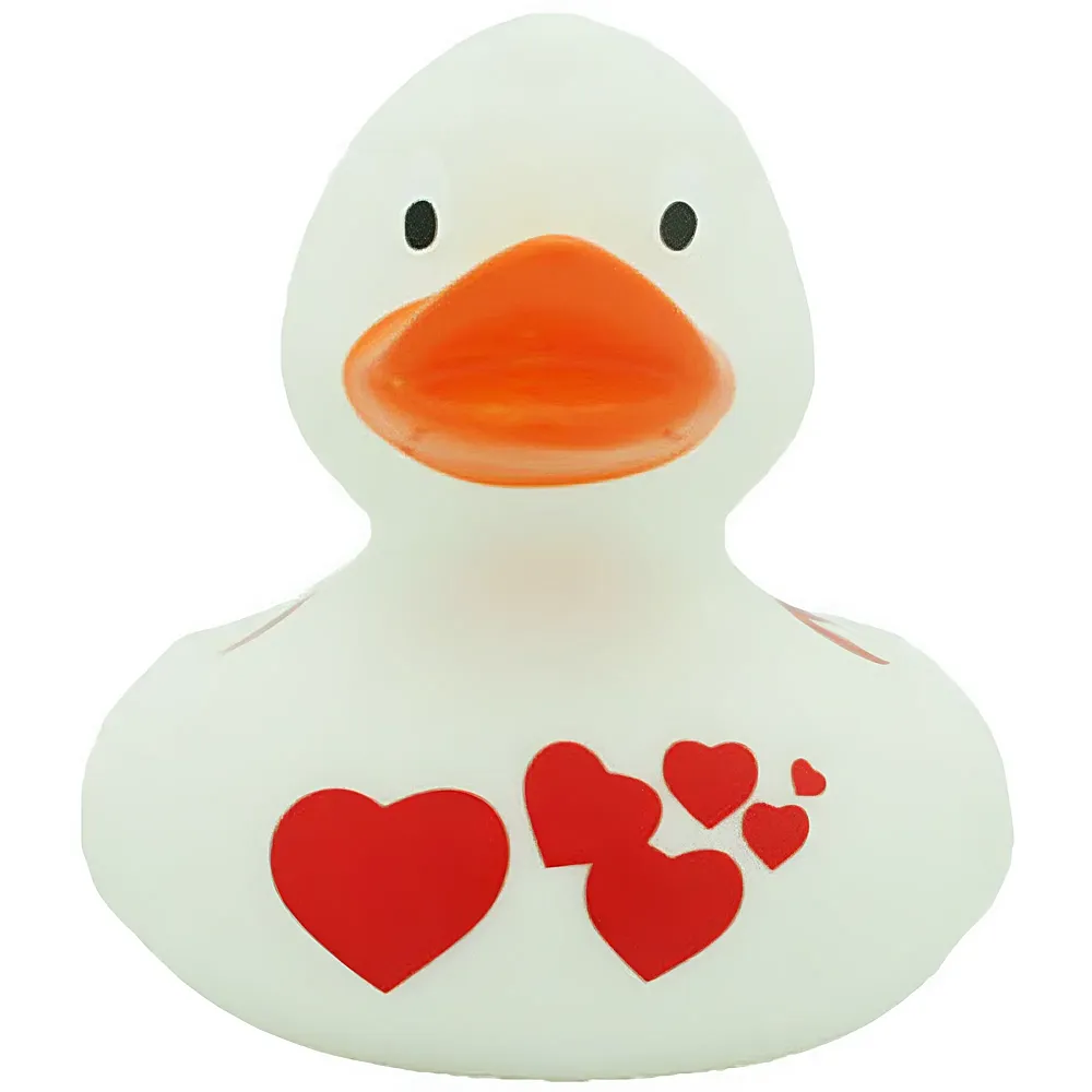 Lilalu Ente weiss mit roten Herzen | Badezimmer