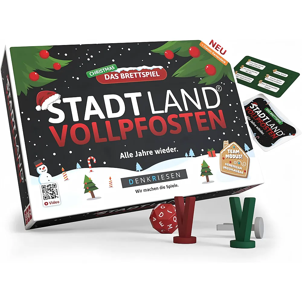 meinspielzeug - Denkriesen Stadt Land Vollpfosten Brettspiel Christmas Edition - Alle Jahre wieder - Deutsch | Partyspiele