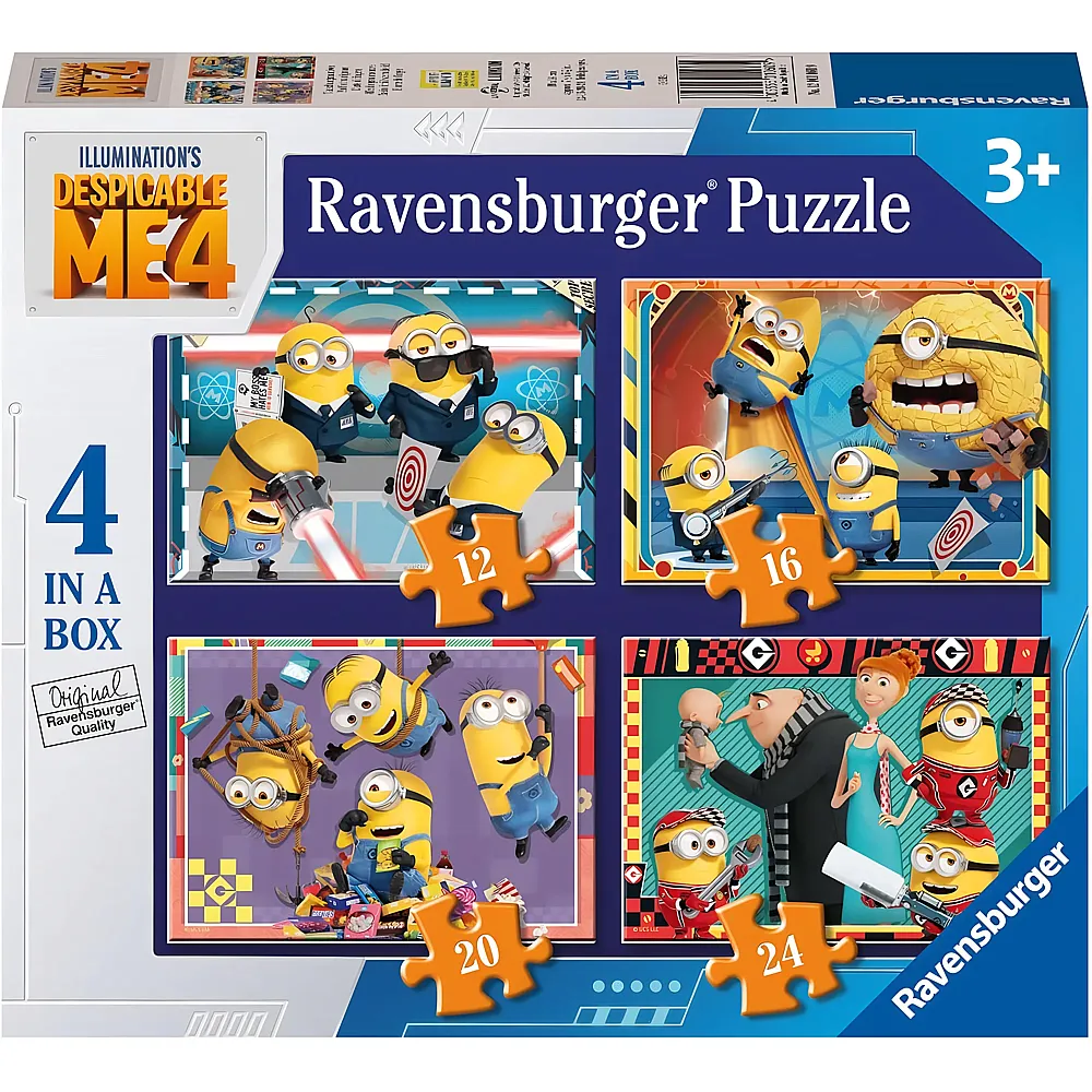 meinspielzeug - Ravensburger Puzzle 4in1 Minions  Ich, Einfach Unverbesserlich 12-24 | Puzzle 10-104 Teile