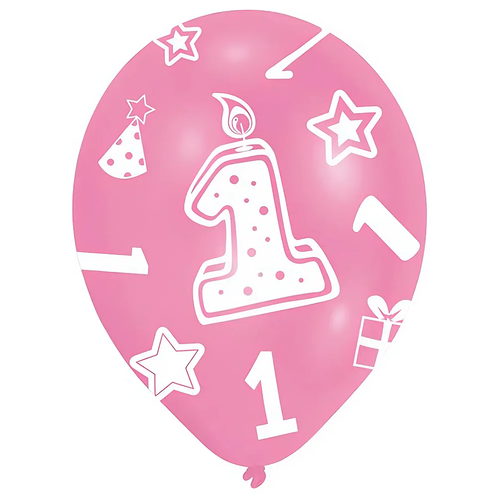 Amscan Ballone Zahl 1 rosa 6Teile | Kindergeburtstag