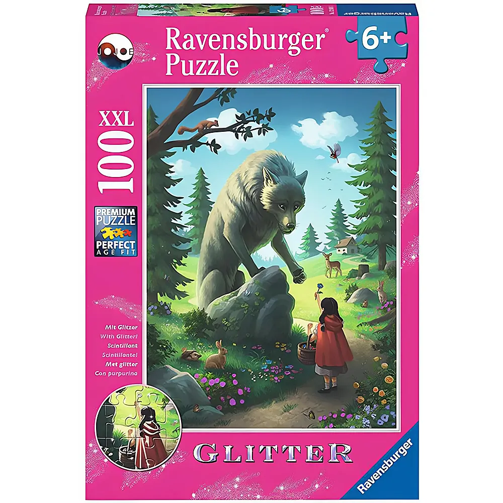 Ravensburger Puzzle Glitter Rotkppchen und der Wolf 100XXL