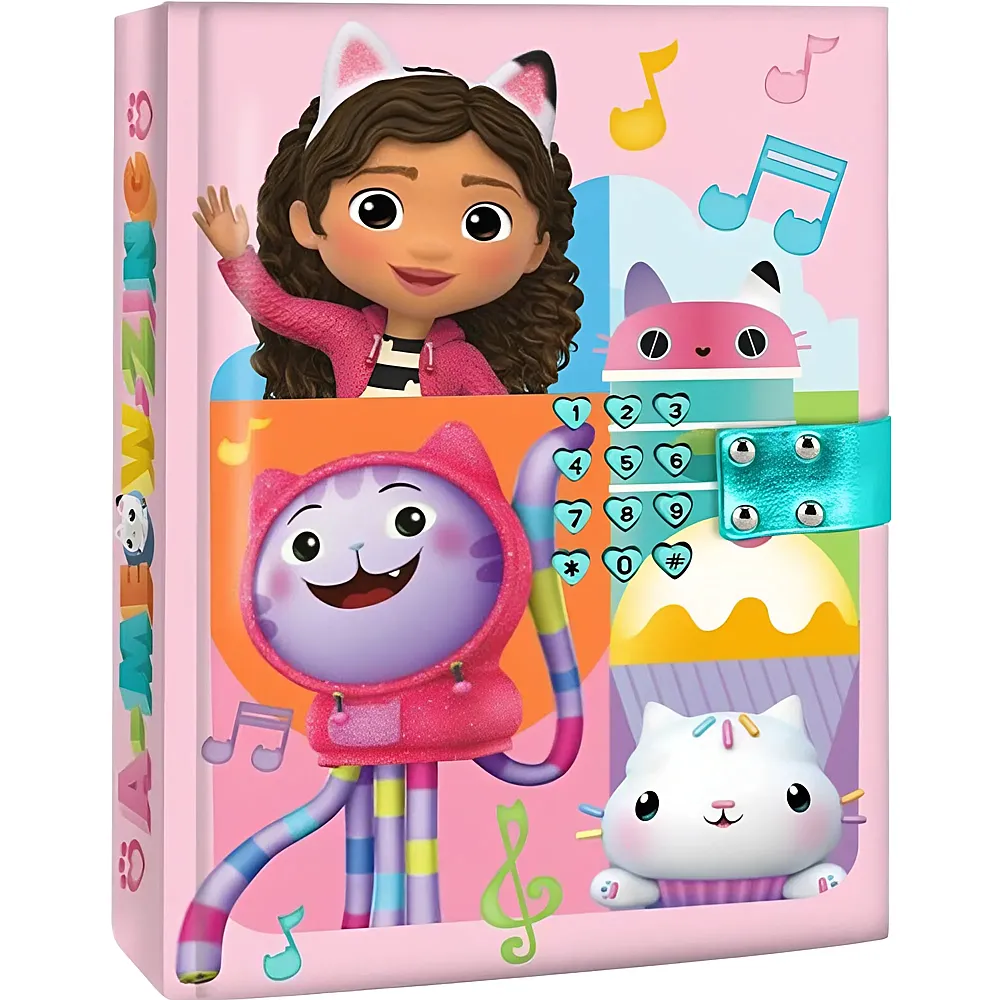 Kids Licensing Gabby's Dollhouse Tagebuch mit Zahlencode und Ton
