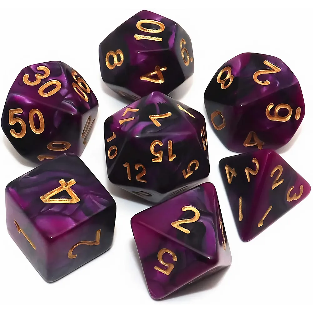 meinspielzeug - Creebuy D&D Polyedrische Rollenspiel-W�rfel Schwarz/Violett 7Teile Dungeons & Dragons