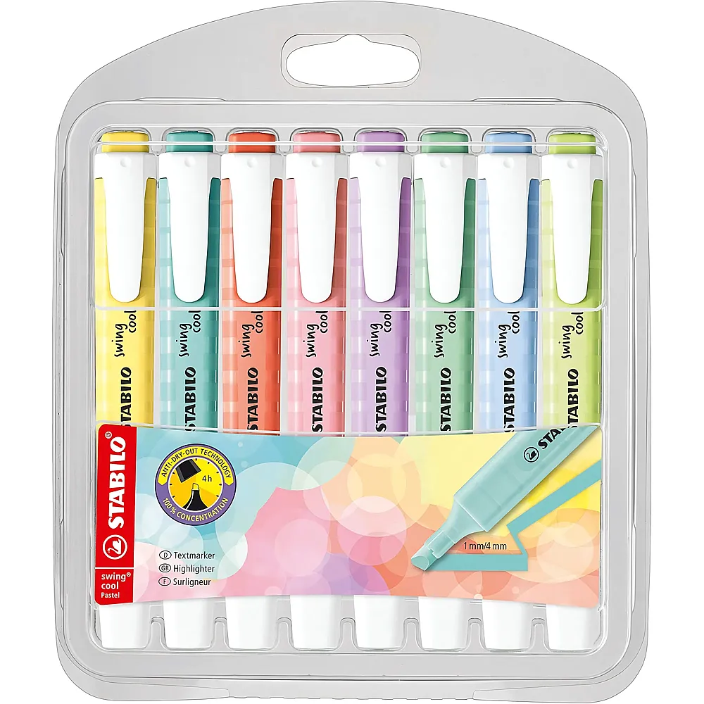 Stabilo swing cool Pastell Textmarker - 8 Teile | Farbe & Kreide
