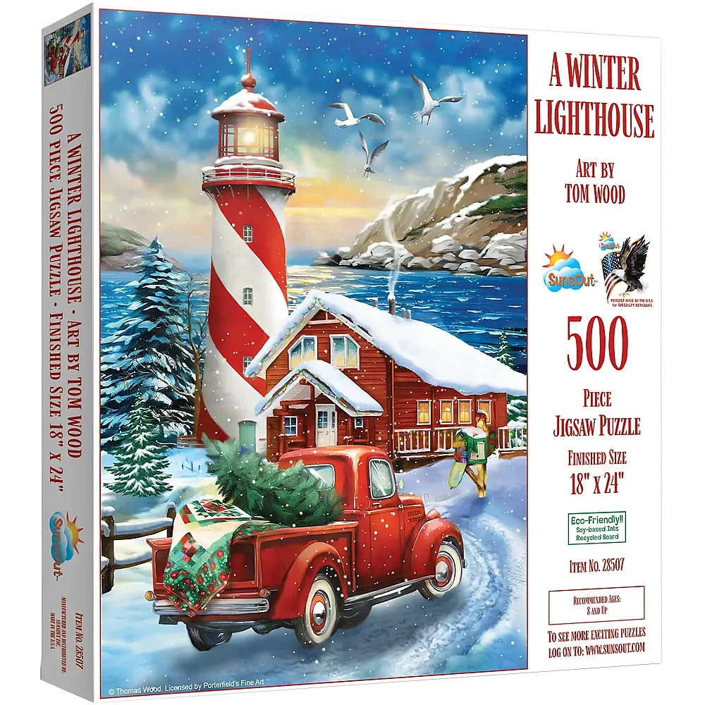 SunsOut Puzzle Tom Wood A Winter Lighthouse - 500 Teile