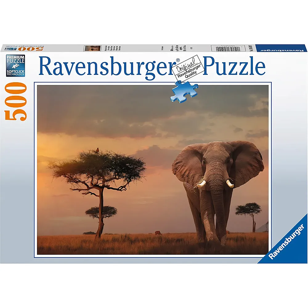 Ravensburger Puzzle Afrikanischer Elefant - 500 Teile - Puzzle 500 Teile