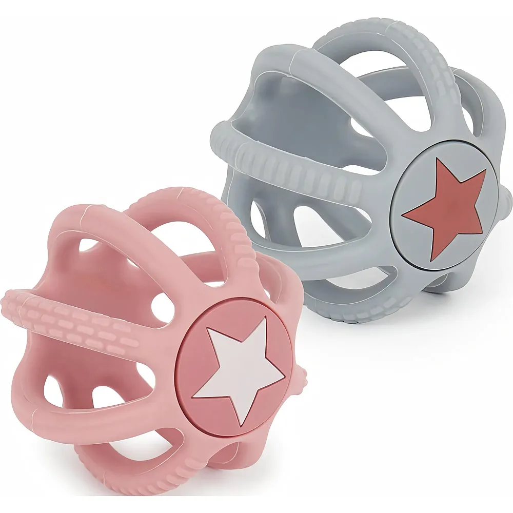 Bieco 2er Set Silikon Beiss- und Greifb�lle f�r Babys - Twilight  Beissring Baby  Oball Baby Spielzeug  Greifball Baby  - Suche