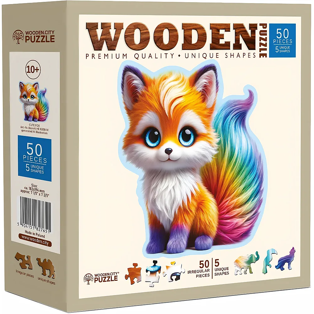 Wooden City Puzzle Cute Fox - 50 Teile