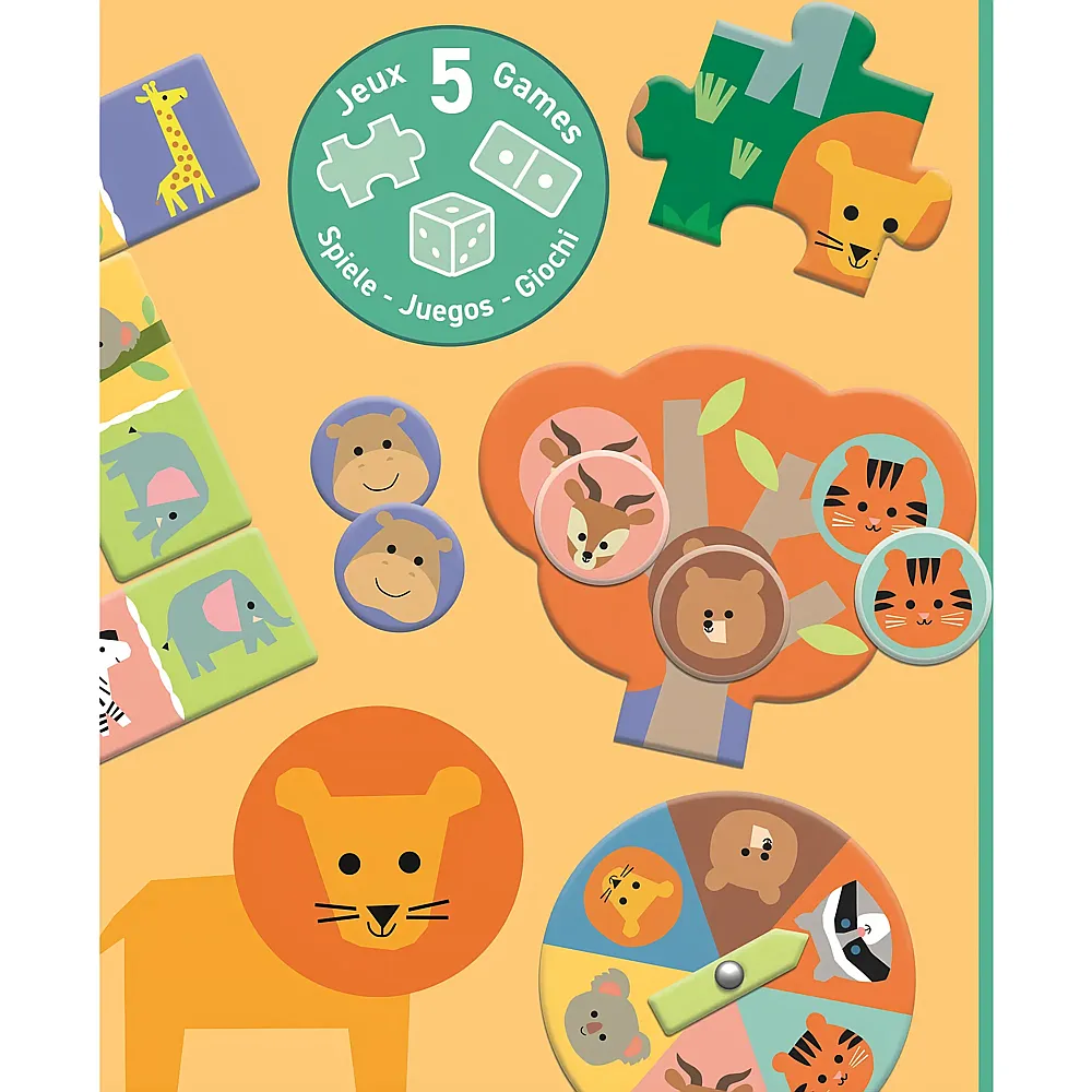 Djeco Tiere der Savanne 5 Spiele mult