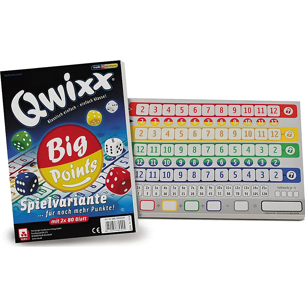 NSV Spiele Qwixx Big Points Blcke  mit je 80 Blatt | Wrfelspiele