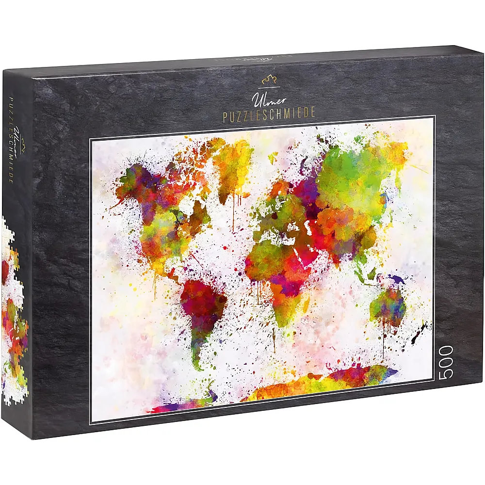 Ulmer Puzzleschmiede Bunte Weltkarte - 500 Teile