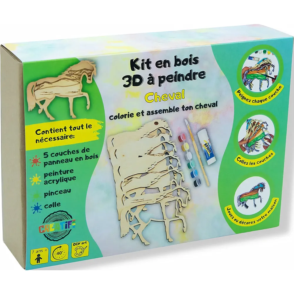 Creatif Wood Kit EN Bois 3D A Peindre Cheval