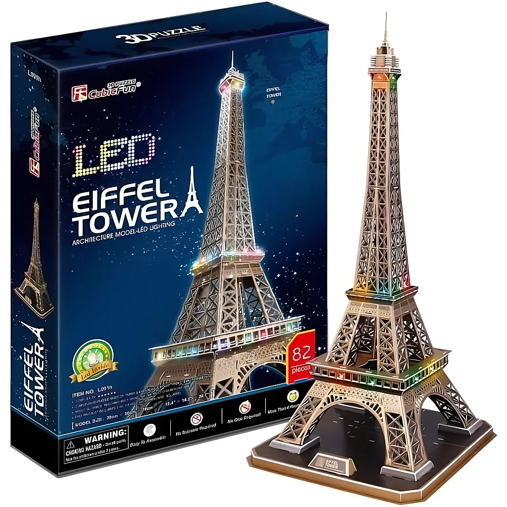 Cubic Fun Puzzle 3D Eiffelturm mit LED 84Teile