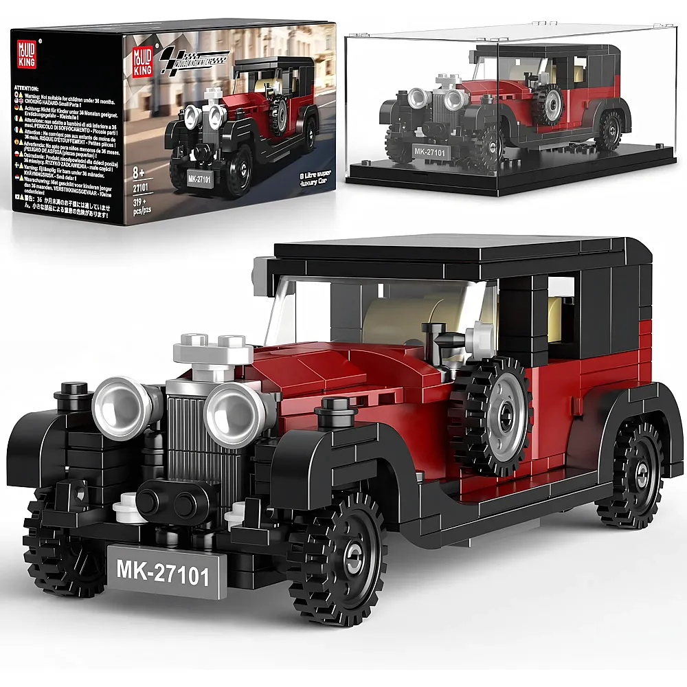 meinspielzeug - Mould King Rennwagen-Bausatz mit Acryl Vitrine 27101 | Klemmbausteine Fahrzeuge