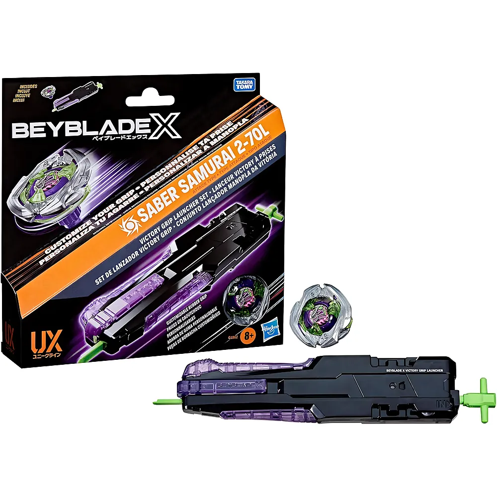 Beyblade X Victory Grip Launcher Set Saber Samurai 2-70L