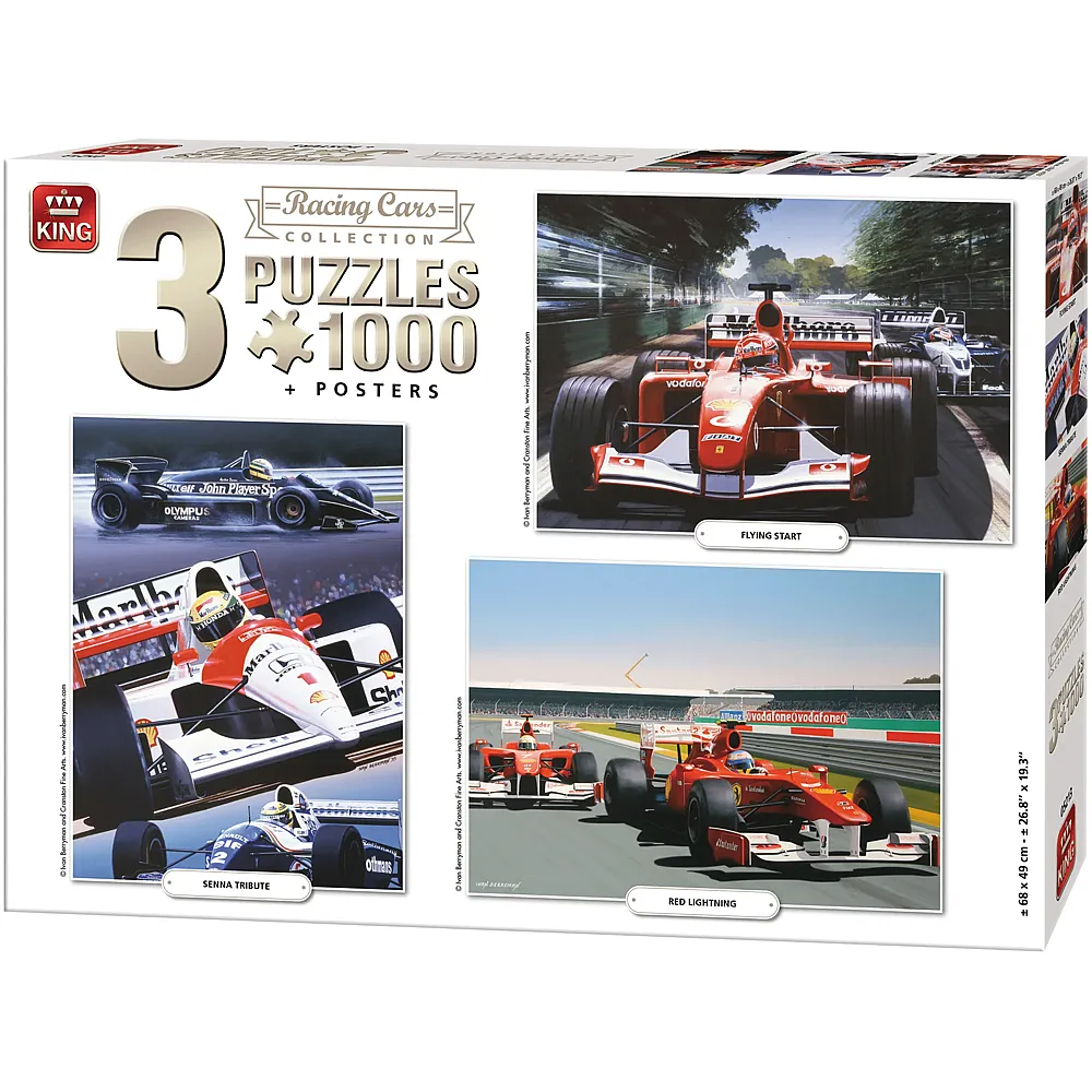 King Puzzle Collection Racing Cars 3en1 - 1000 pi�ces