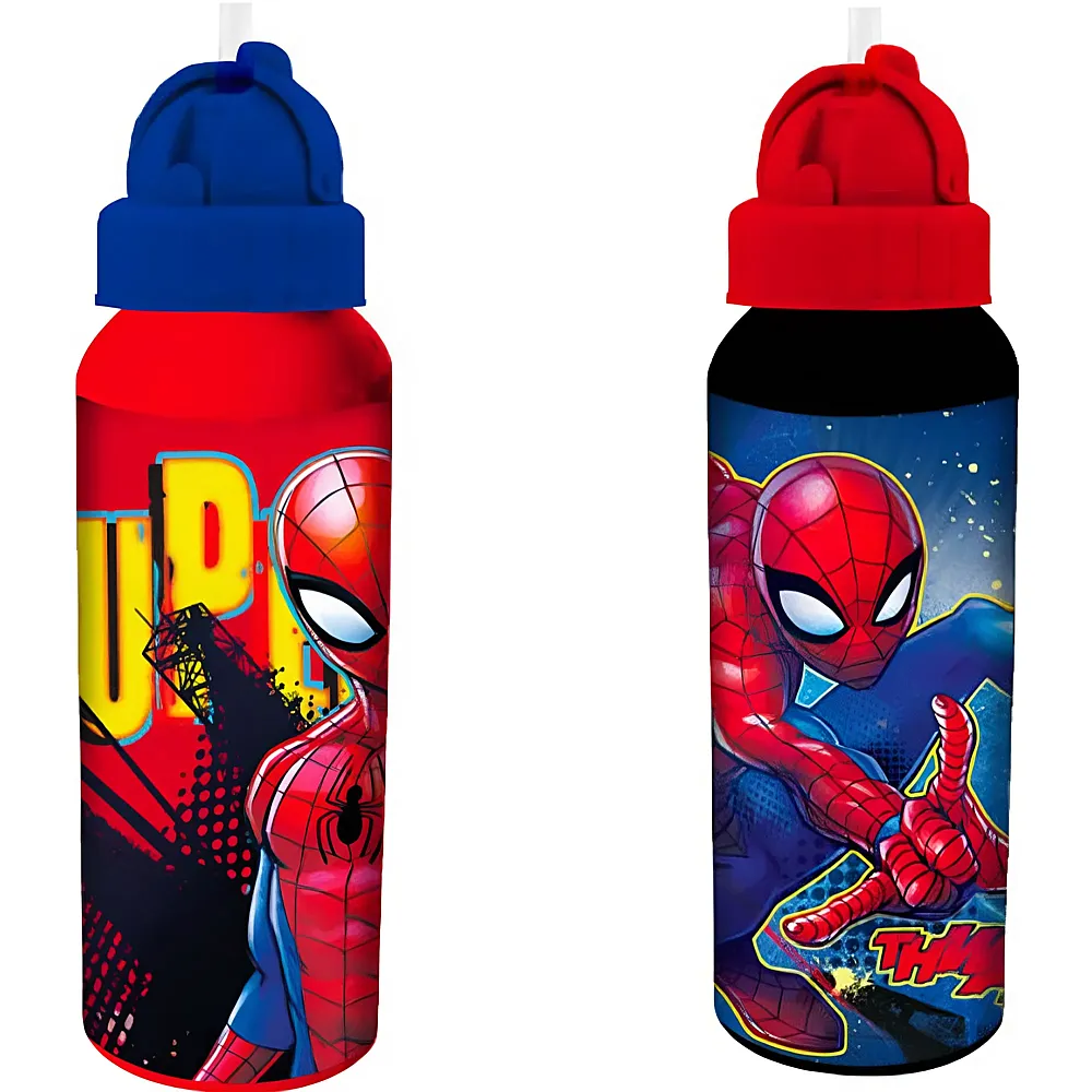 meinspielzeug - Coriex Spiderman Trinkflasche 550ml aus Aluminium, 6.5x21x6.5cm