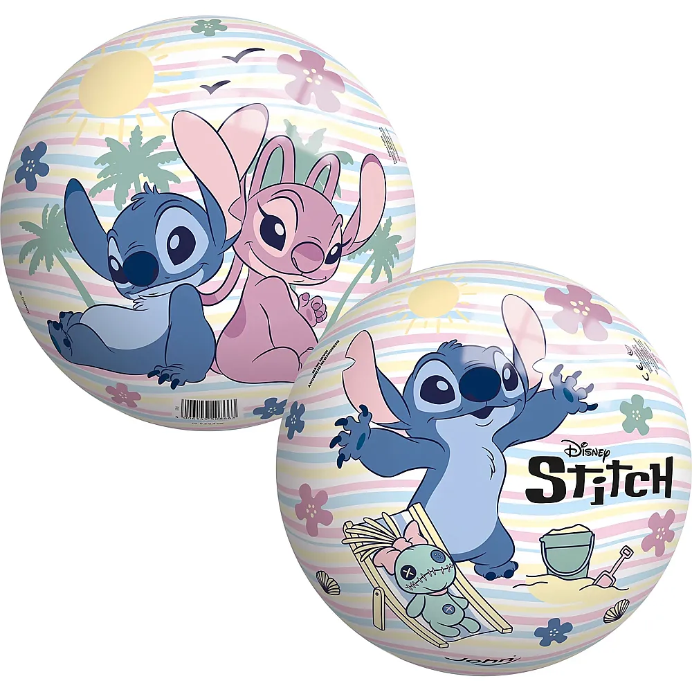 meinspielzeug - John Ball Stitch  23 cm Vinylball mit Ventil, ab 0 Monaten Lilo & Stitch