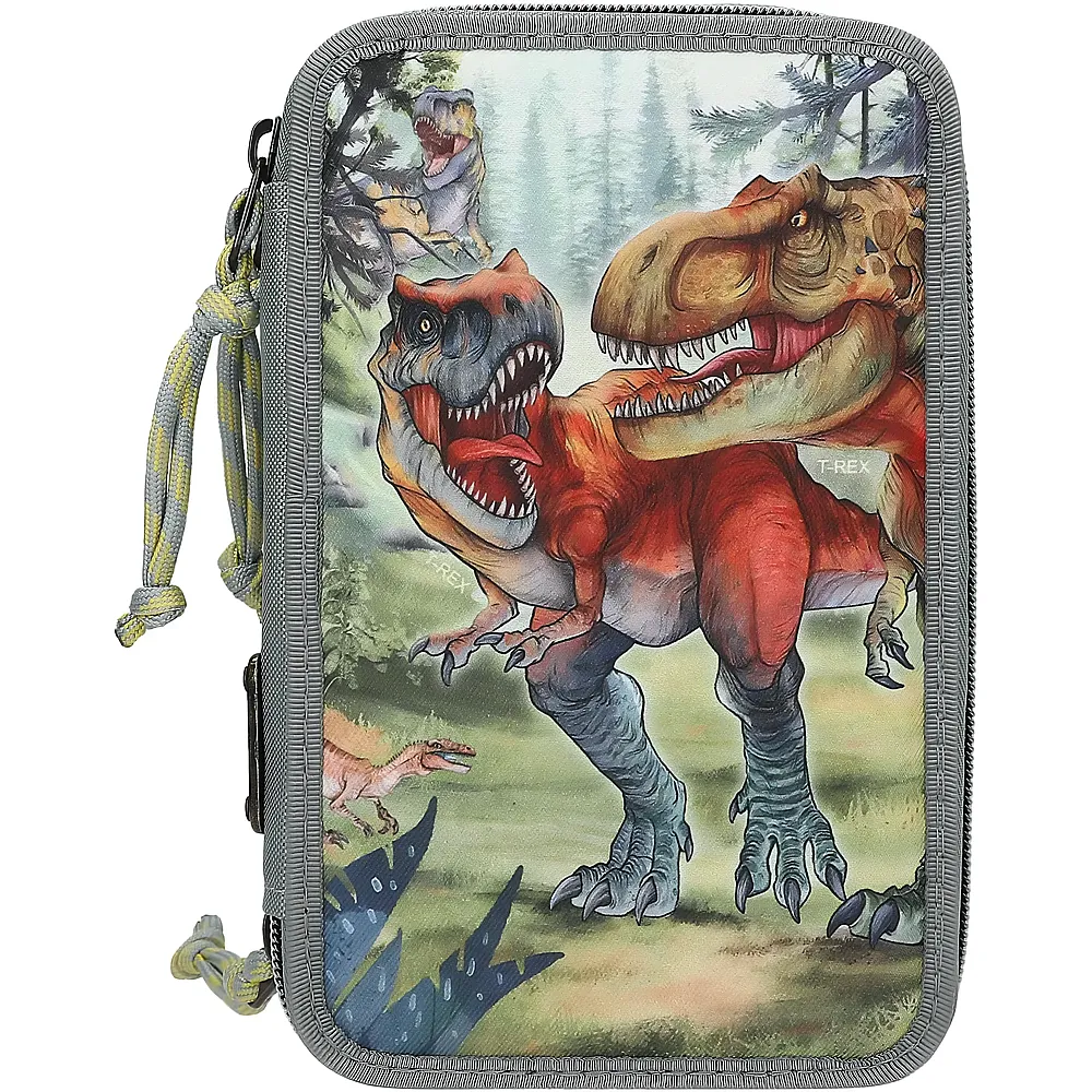 Depesche Gef�llte 3-Fach Federtasche in Gr�n, mit Dinos