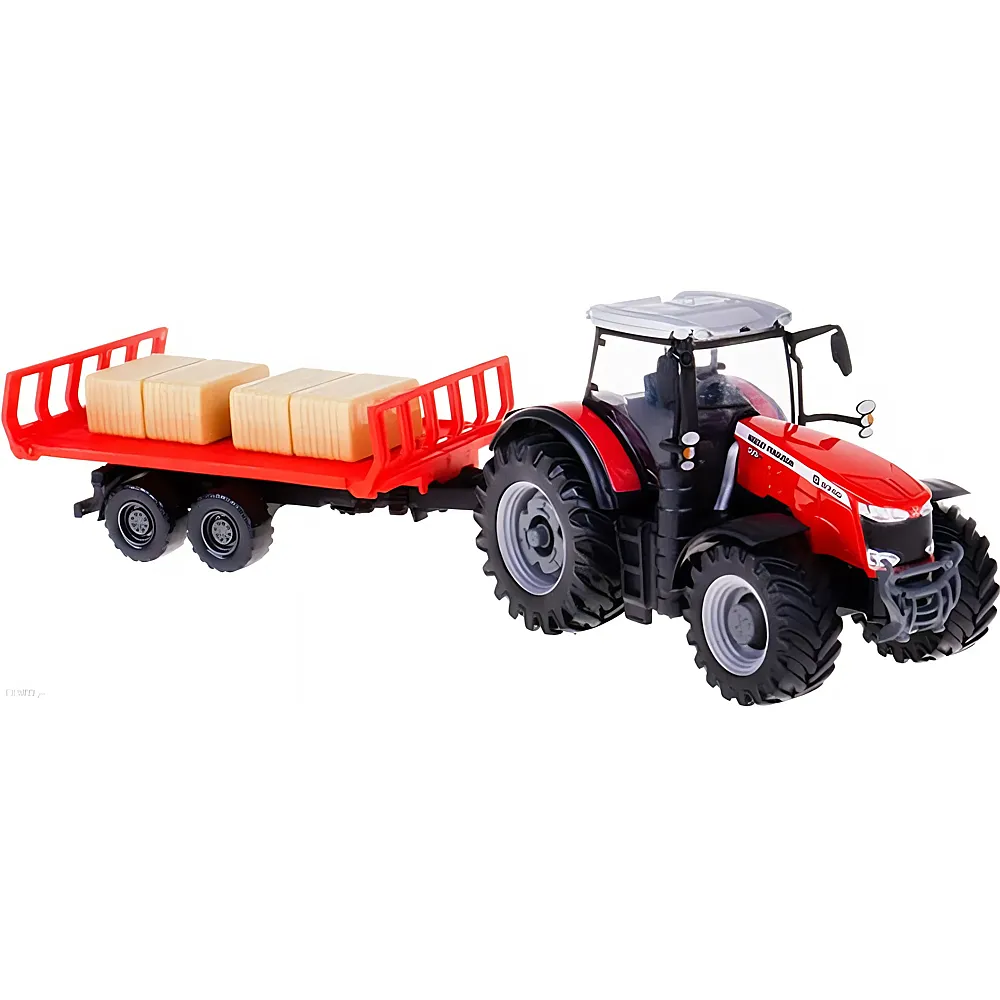 Bburago Farmland Traktor Massey Ferguson 87405 mit Schwungrad & Heuballen-Transporter | Traktoren