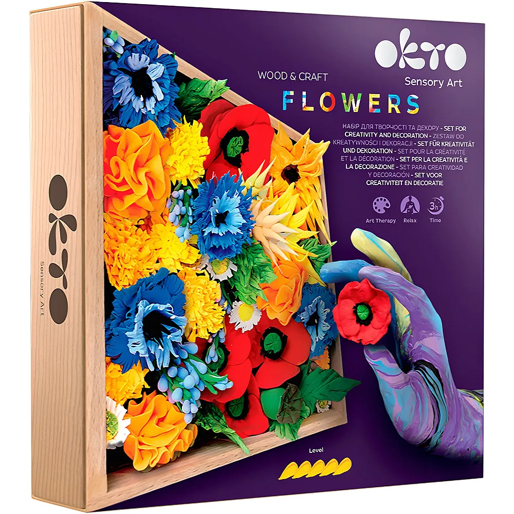 Okto Sensory Art Flowers 3D Blumen im Holzkasten