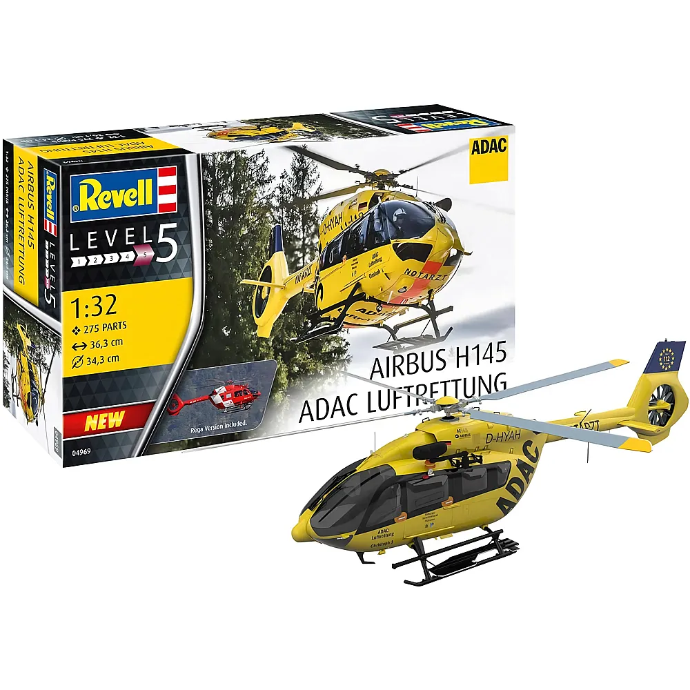 Revell Level 5 Modellbausatz Hubschrauber H145 ADAC/REGA - 200 Teile