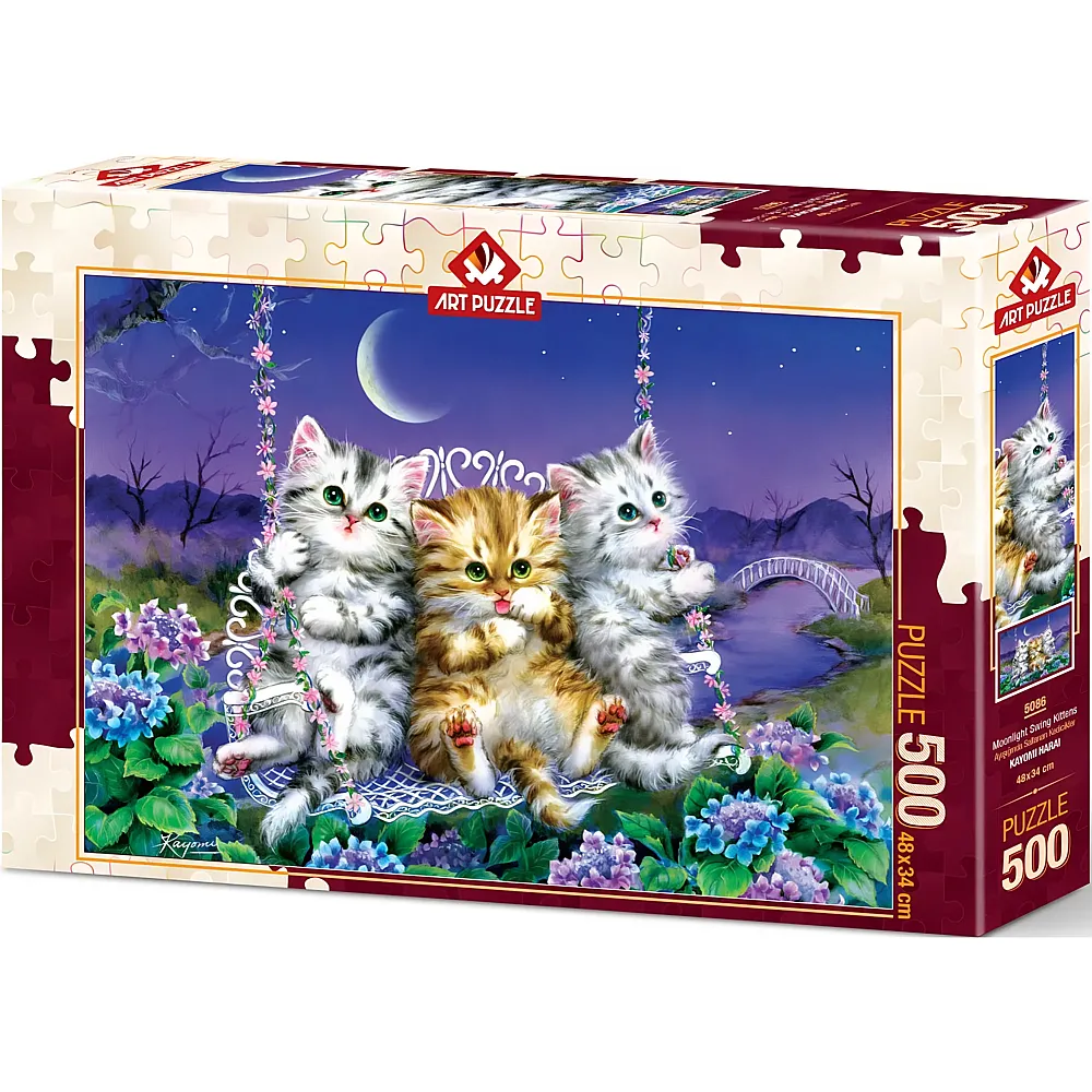 Art Puzzle K�tzchen schaukeln im Mondlicht 500Teile
