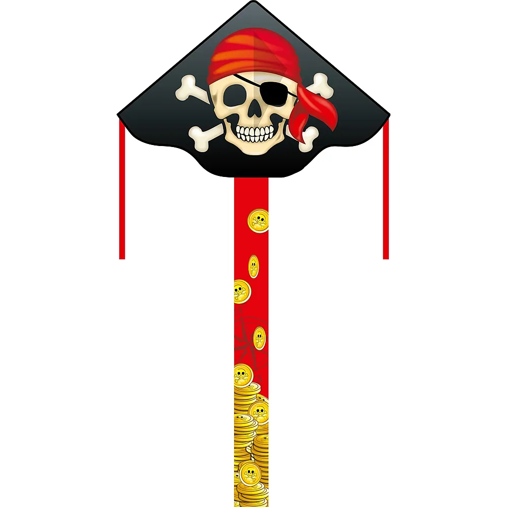 meinspielzeug - HQ Invento Drachen Ecoline Jolly Roger Simple Flyer 120x75 cm, Griff