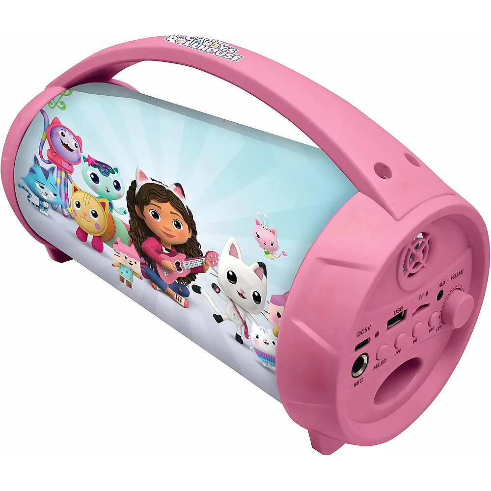 Lexibook Gabby's Dollhouse Kabelloser Lichtlautsprecher mit Mikrofon, Stereosound, Karaoke-Funktion