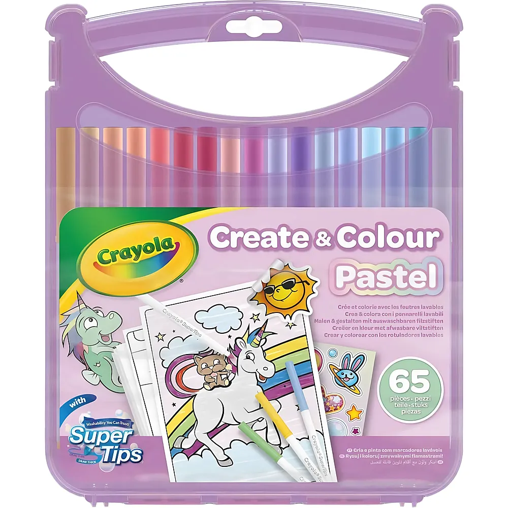 Crayola Koffer-Set Abwaschbare Filzstifte SuperTips - 65 Teile