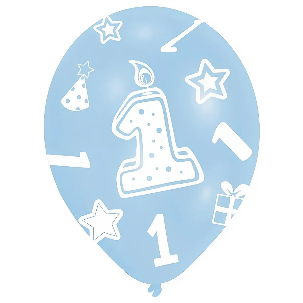 Amscan Ballone Zahl 1 blau 6Teile | Kindergeburtstag