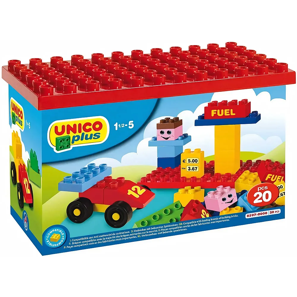 Unico Set mit Bauplatte - 20 Teile | Grosse Klemmbausteine
