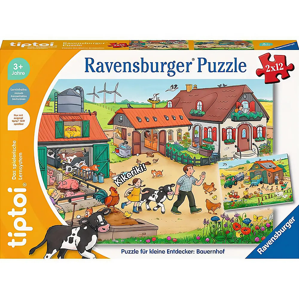Ravensburger tiptoi Puzzle fr kleine Entdecker: Bauernhof 2x12