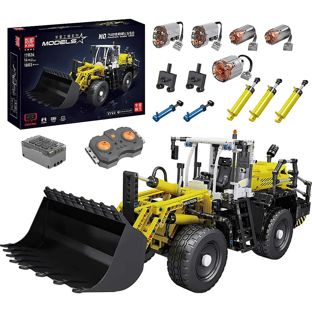 Mould King Models Pneumatischer Radlader mit Fernbedienung 17026 - Klemmbausteine Fahrzeuge