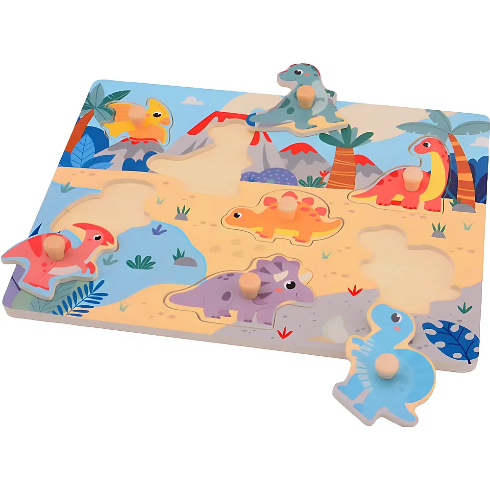 Joueco Holz-Dino-Studenpuzzle, 7-tlg. - Suche
