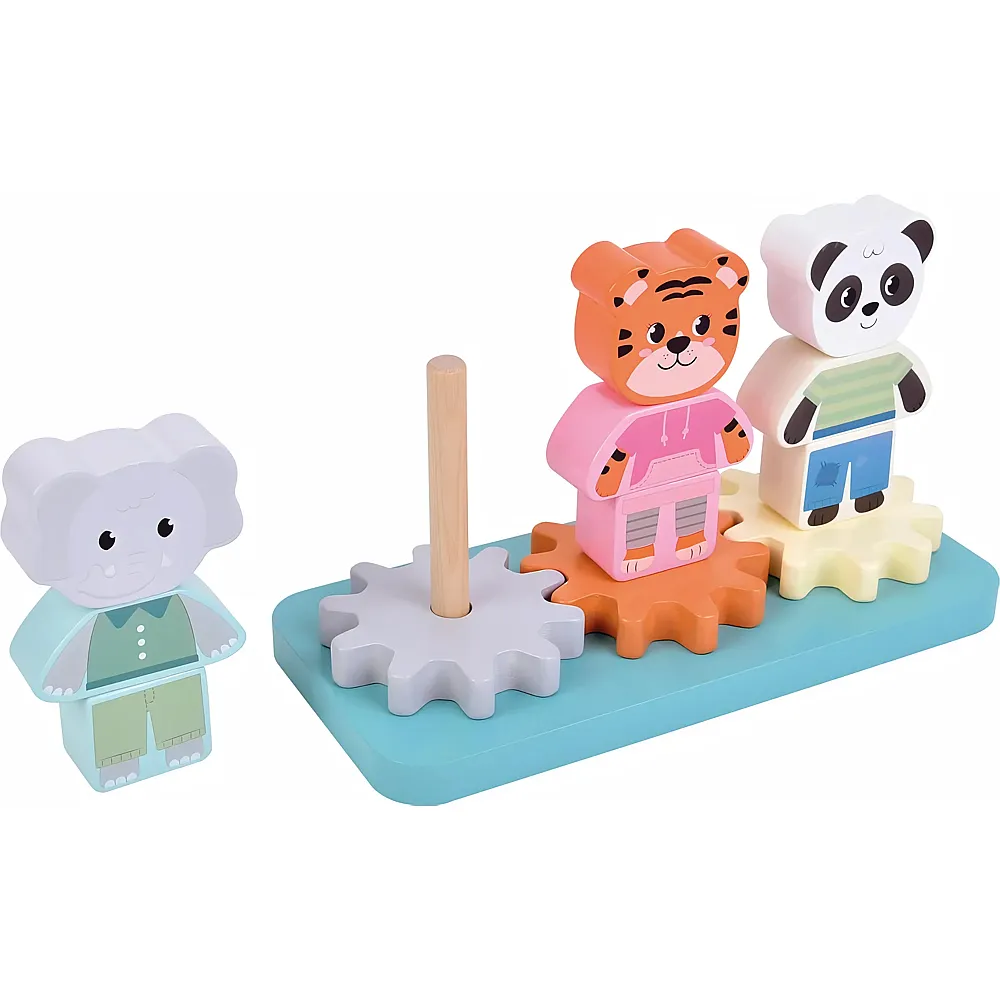 Small Foot  Stapelspiel aus Holz mit Zahnr�dern, Jungle Friends FSC