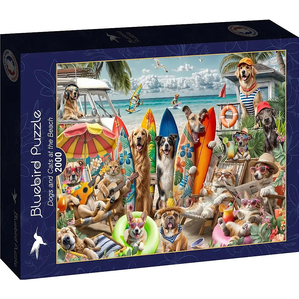 Bluebird Puzzle Hunde und Katzen am Strand 2000Teile
