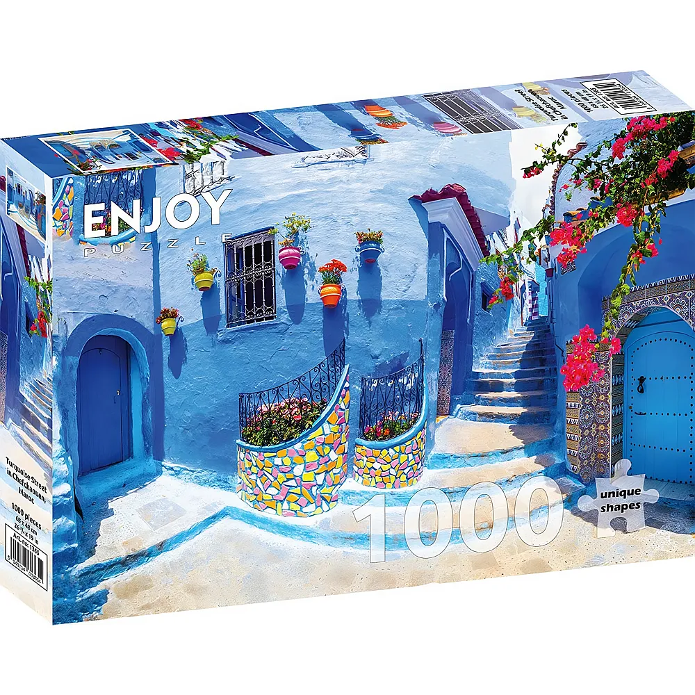 Enjoy Puzzle T�rkis-Strasse in Chefchaouen, Marokko - 1000 Teile