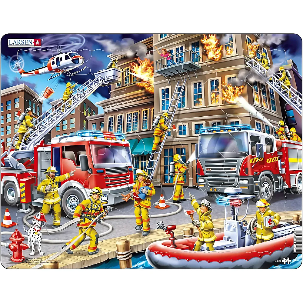 Larsen Puzzle Die Feuerwehrm�nner - 45 Teile - Rahmenpuzzle
