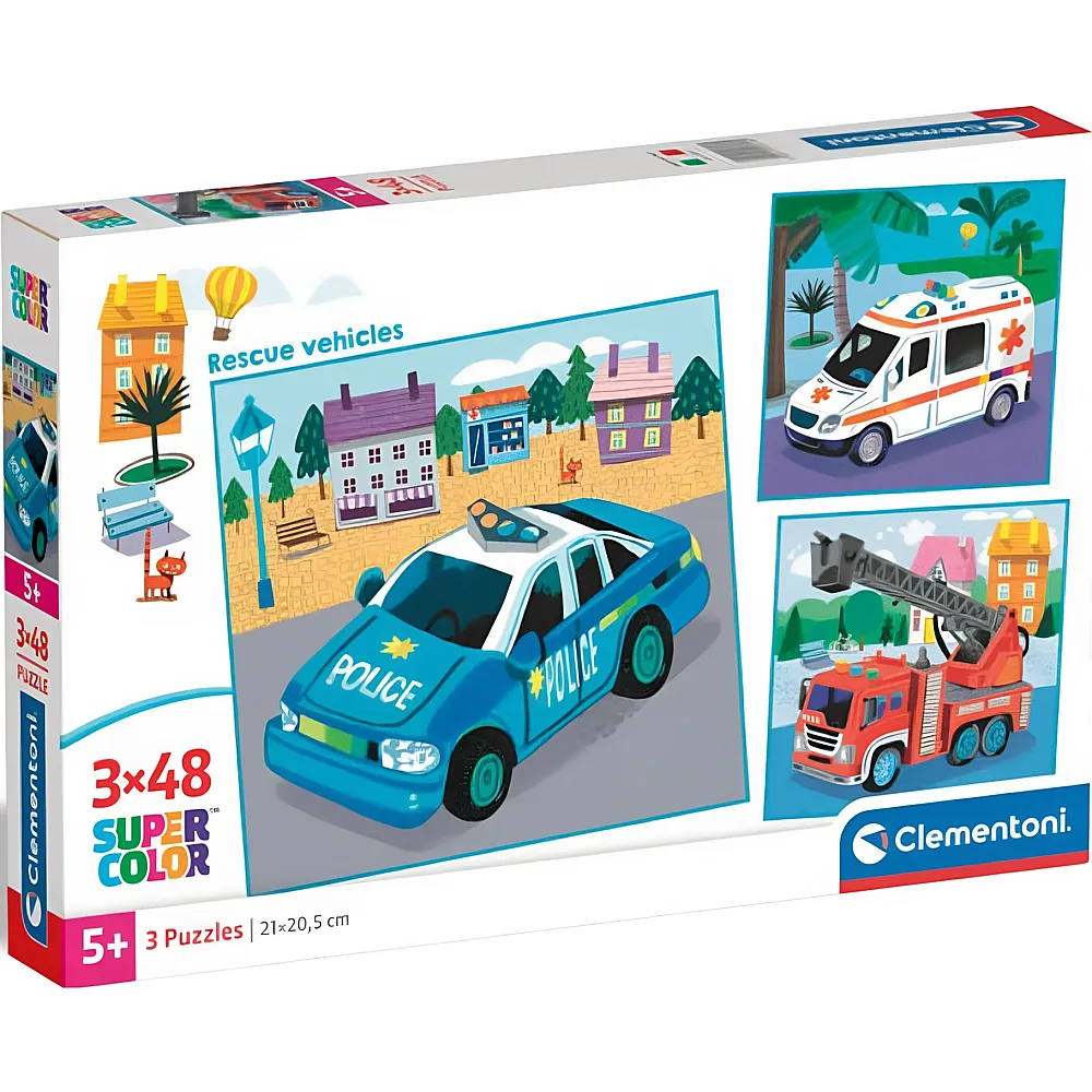 Clementoni Puzzle 3in1 Einsatzautos 48Teile