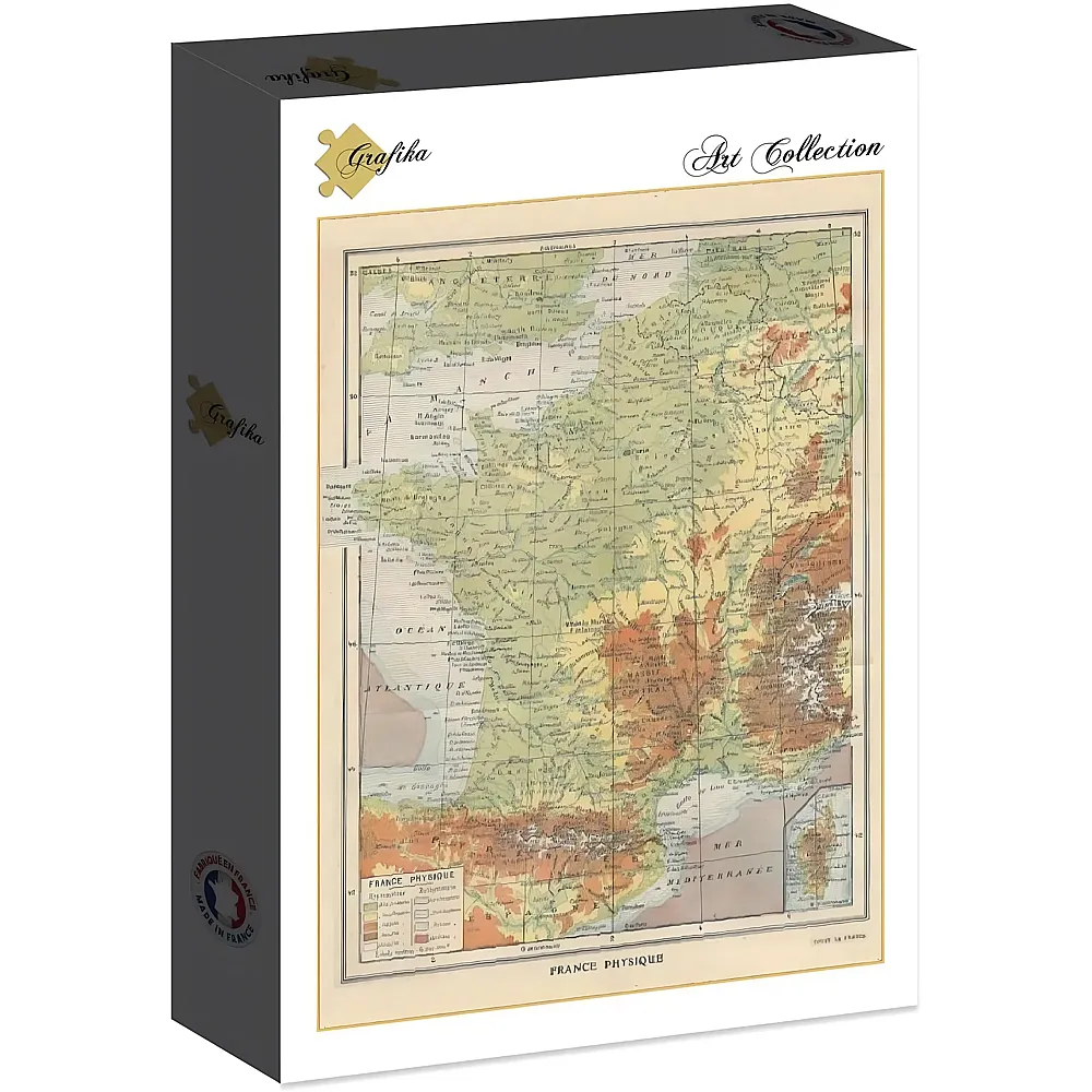Grafika Puzzle Art Collection Frankreich physisch - Larousse, 1925 - 2000 Teile