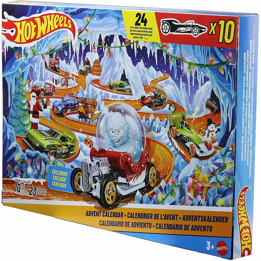 Hot Wheels Adventskalender mit 10 Fahrzeugen 1:64